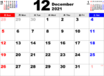2021年12月 カレンダー