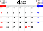 2027年4月カレンダー