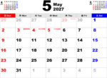 2027年5月カレンダー